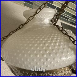 Vintage Swag Hanging Lamp Milk Glass Globe Lighting Light Unique Style Brass