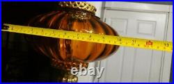 Vintage Swag Hanging Lamp with Amber Glass Shade