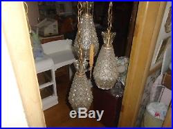 Vintage Swag Hanging Light Lamp Gorgious Cut Glass 3 Globe RARE