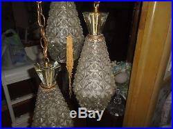 Vintage Swag Hanging Light Lamp Gorgious Cut Glass 3 Globe RARE