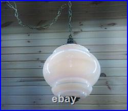 Vintage Swag Hanging Light Lamp Opal Iridescent Pearl Fixture
