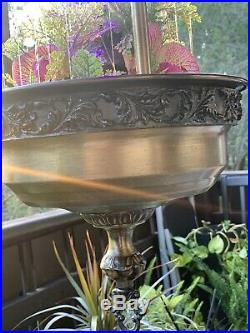 Vintage Swag Hanging Light Rain Oil Nude Lady Goddess Pillar Lamp (brass bowls)