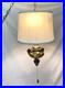 Vintage Swag Lamp Brass Hanging Light Pull Chain Drum Shade MCM Retro Working