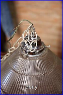 Vintage Swag Lamp Ceiling Light fixture homophone glass shade pendant hanging