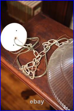 Vintage Swag Lamp Ceiling Light fixture homophone glass shade pendant hanging