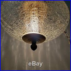 Vintage Swag Lamp Clear Crackle Glass Hanging Light