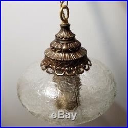 Vintage Swag Lamp Clear Crackle Glass Hanging Light