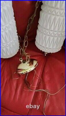 Vintage Swag Lamp Double Pendant Light Fixture Hollywood Regency Chandelier