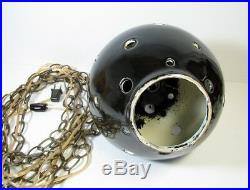 Vintage Swag Lamp MCM Hanging Light Black Atomic Space Age Ceramic Globe 2