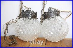 Vintage Swag Lamps Hanging Light Hollywood Regency Lamp Mid Century glass globe