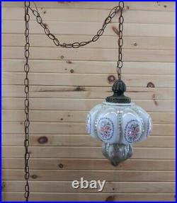 Vintage Swag Light Hanging Lamp Flower Print