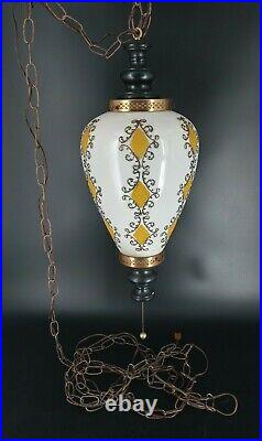 Vintage Swag Light Lamp Hanging Ceiling MID Century Modern MCM Glass Retro
