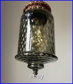 Vintage Swag Light Mid Century modern gothic Retro Hanging Lamp smoked Glass mcm