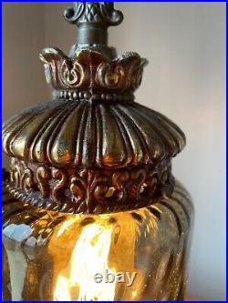 Vintage Swag Light Mid Century modern gothic Retro Hanging Lamp smoked Glass mcm