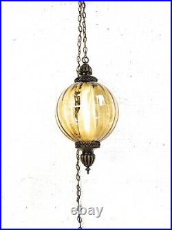 Vintage Swag Mid-Century Modern Glass Ball Hanging Lamp 21 Tall 12 Diameter