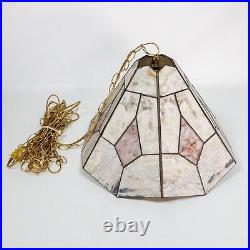 Vintage Swirled Real Marble Glass Hanging Lamp Art Deco Victorian