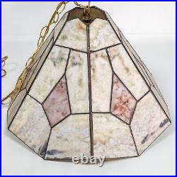 Vintage Swirled Real Marble Glass Hanging Lamp Art Deco Victorian