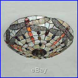 Vintage Tiffany Dragonfly Stained Glass Ceiling Light Hanging Pendant Lamp