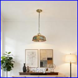Vintage Tiffany Pendant Light, Colorful Flower Core Glass Lamp, Single Head, New