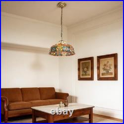 Vintage Tiffany Pendant Light, Colorful Flower Core Glass Lamp, Single Head, New