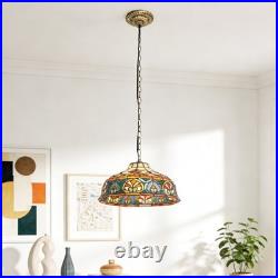 Vintage Tiffany Pendant Light, Colorful Flower Core Glass Lamp, Single Head, New