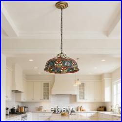 Vintage Tiffany Pendant Light, Colorful Flower Core Glass Lamp, Single Head, New