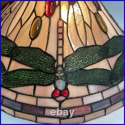 Vintage Tiffany Style Dragonfly Hanging Lamp Stained Glass Light 21 By 20
