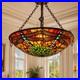Vintage Tiffany Style Dragonfly Stained Glass Hanging Lamp Chandelier Light