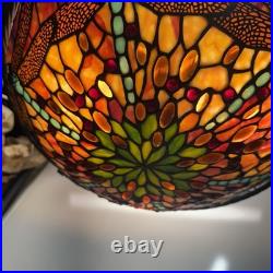 Vintage Tiffany Style Dragonfly Stained Glass Hanging Lamp Chandelier Light