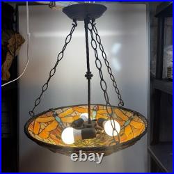 Vintage Tiffany Style Dragonfly Stained Glass Hanging Lamp Chandelier Light