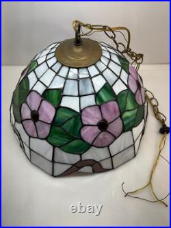 Vintage Tiffany Style Floral Stained Glass Ceiling Hanging Lamp Free Shipping