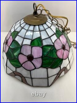 Vintage Tiffany Style Floral Stained Glass Ceiling Hanging Lamp Free Shipping