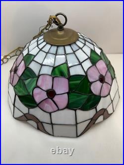 Vintage Tiffany Style Floral Stained Glass Ceiling Hanging Lamp Free Shipping