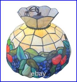 Vintage Tiffany Style Fruit Stained Acrylic Glass Hanging Pendant Ceiling Lamp