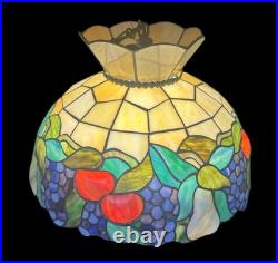 Vintage Tiffany Style Fruit Stained Acrylic Glass Hanging Pendant Ceiling Lamp