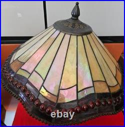 Vintage Tiffany-Style Hanging Light Fixture / Stained Glass Chandelier