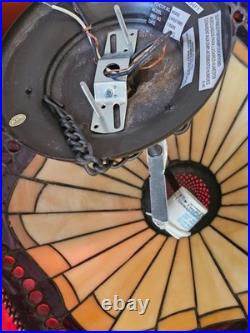 Vintage Tiffany-Style Hanging Light Fixture / Stained Glass Chandelier