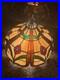 Vintage Tiffany Style Lamp Stained Glass Hanging Chandelier Large Shade 16 Diam