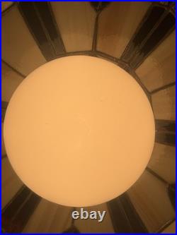 Vintage Tiffany Style Lamp Stained Glass Hanging Chandelier Large Shade 16 Diam