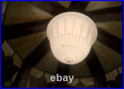 Vintage Tiffany Style Leaded Staines Glass Hanging Light Pendant Table Lamp NICE