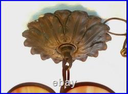 Vintage Tiffany Style Leaded Staines Glass Hanging Light Pendant Table Lamp NICE