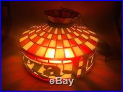 Vintage Tiffany Style Pizza Hut Hanging Chandelier Lamp Retro Restaurant Light