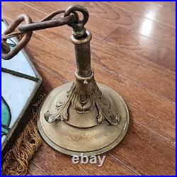 Vintage Tiffany Style Ruby Tulips Leaded Stained Glass Hanging Lamp 22.5 u-15A