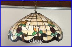 Vintage Tiffany Style Stained Glass Ceiling Light Hanging Lamp Floral Tulip 20