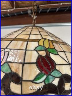 Vintage Tiffany Style Stained Glass Ceiling Light Hanging Lamp Floral Tulip 20
