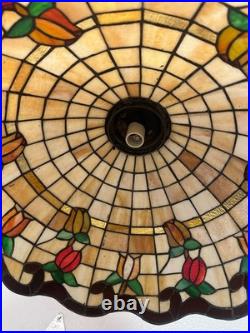 Vintage Tiffany Style Stained Glass Ceiling Light Hanging Lamp Floral Tulip 20