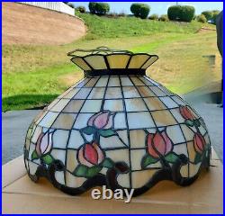 Vintage Tiffany Style Stained Glass Ceiling Light Hanging Pendant Lamp Floral