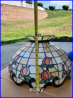 Vintage Tiffany Style Stained Glass Ceiling Light Hanging Pendant Lamp Floral