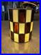 Vintage Tiffany Style Stained Glass Checkered Hanging Swag Lamp As Is