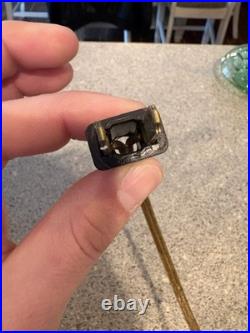 Vintage Tiffany Style Stained Glass Checkered Hanging Swag Lamp As Is